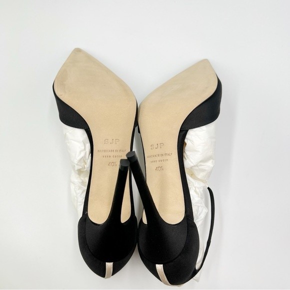 SJP Sarah Jessica Parker Taylor Black T-Strap Stiletto Point Toe Heels Pumps NEW - Picture 9 of 16